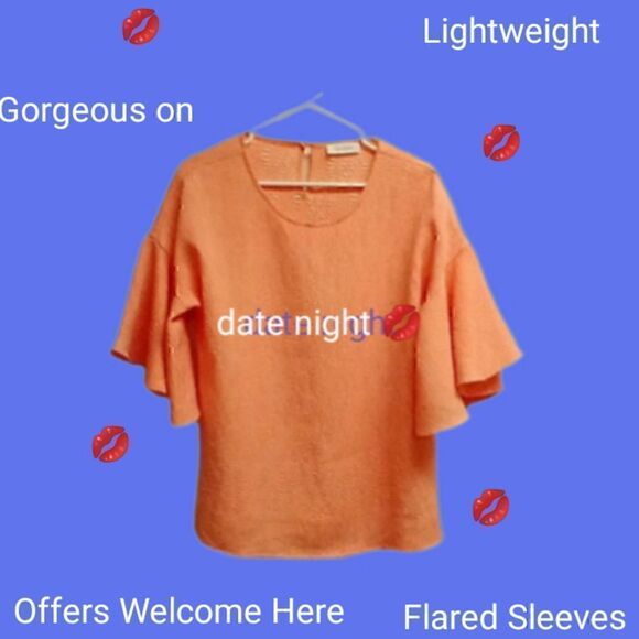 ⭐️5/$25 SALE Calvin Klein size S Dressy/Flirty Blouse Melon/Peach Textured - Picture 1 of 4